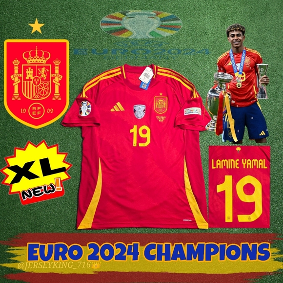 Adidas Spain Lamine Yamal #19 Euro 2024 Final Vs England Jersey New XL